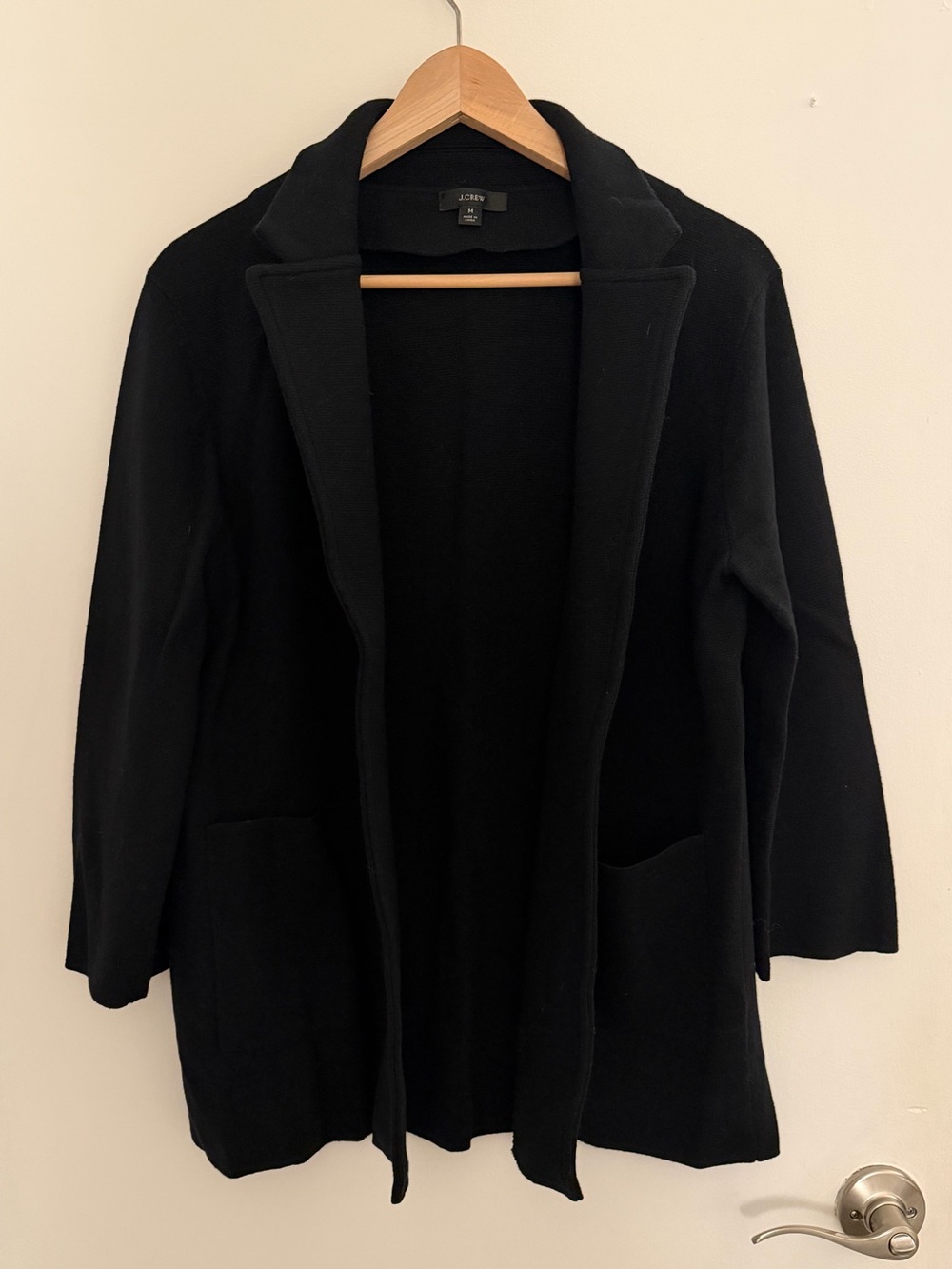 J. Crew Black Open-Front Knit Cardigan Blazer